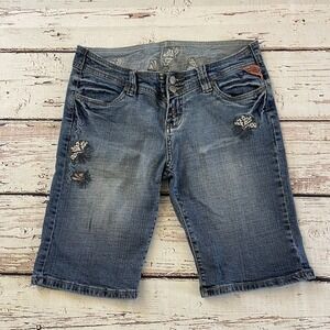 Judy Blue Girls Jean Shorts Embroidered Butterfly's Y2K Size‎ Large Rare